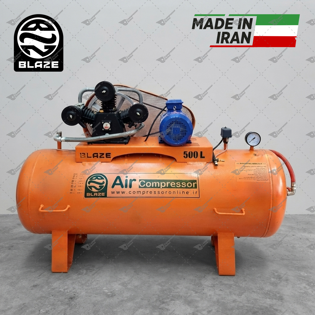 کمپرسور هوا 500 لیتری خوابیده BLAZE | قیمت و خرید