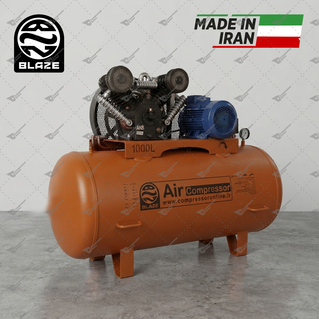 کمپرسور باد ۱۰۰۰ لیتری خوابیده BLAZE (موتور ۱۰ اسب) | قیمت و خرید